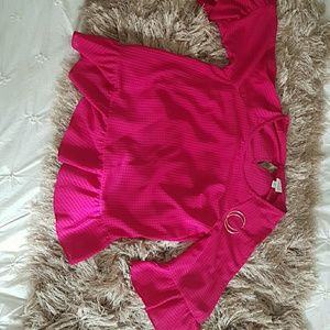 Andeawy Fuchsia pink checkered peplum blouse